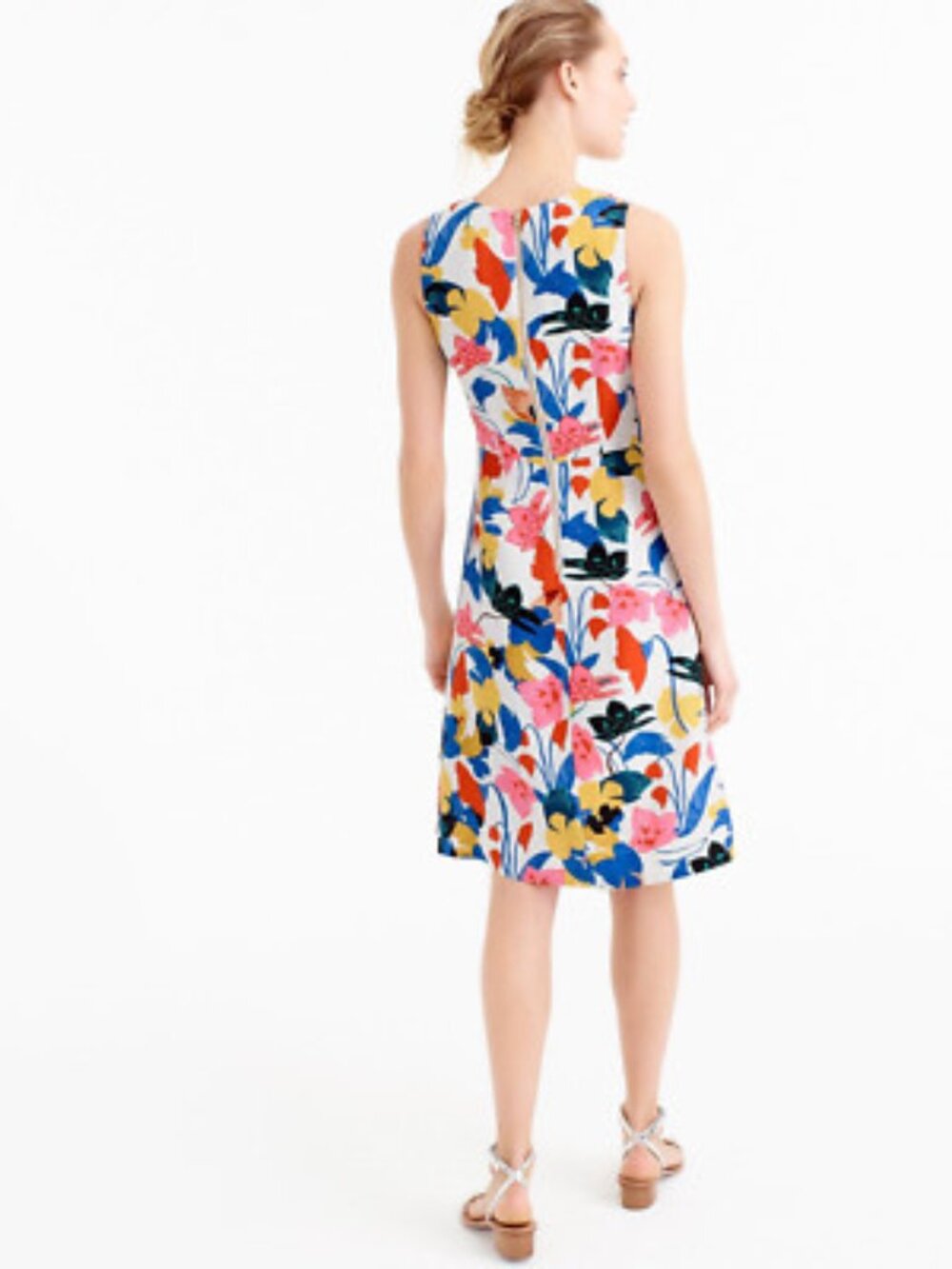 J. Crew | Morning Floral A-Line Lined Linen Blend Dress 8 Tall - Picture 2 of 6